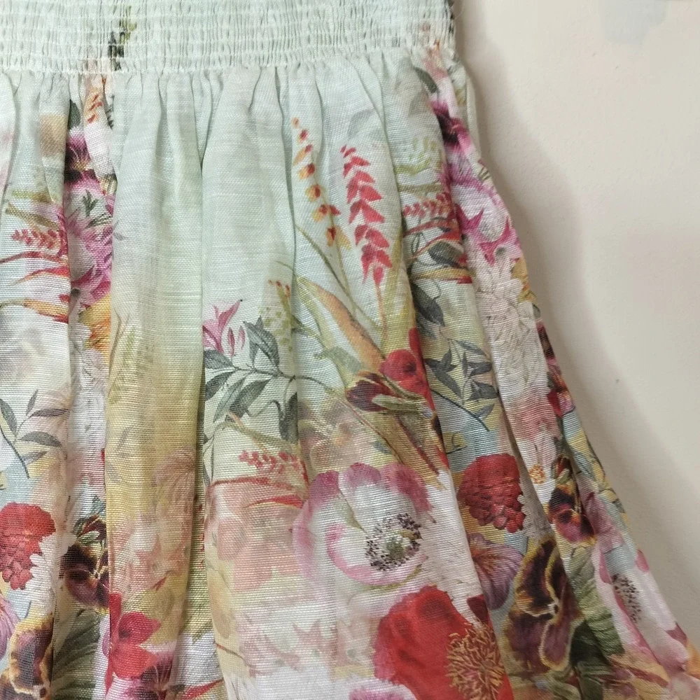 Zimmermann Wonderland Floral Mini Skirt Colorful Linen Silk - Picture 8 of 14